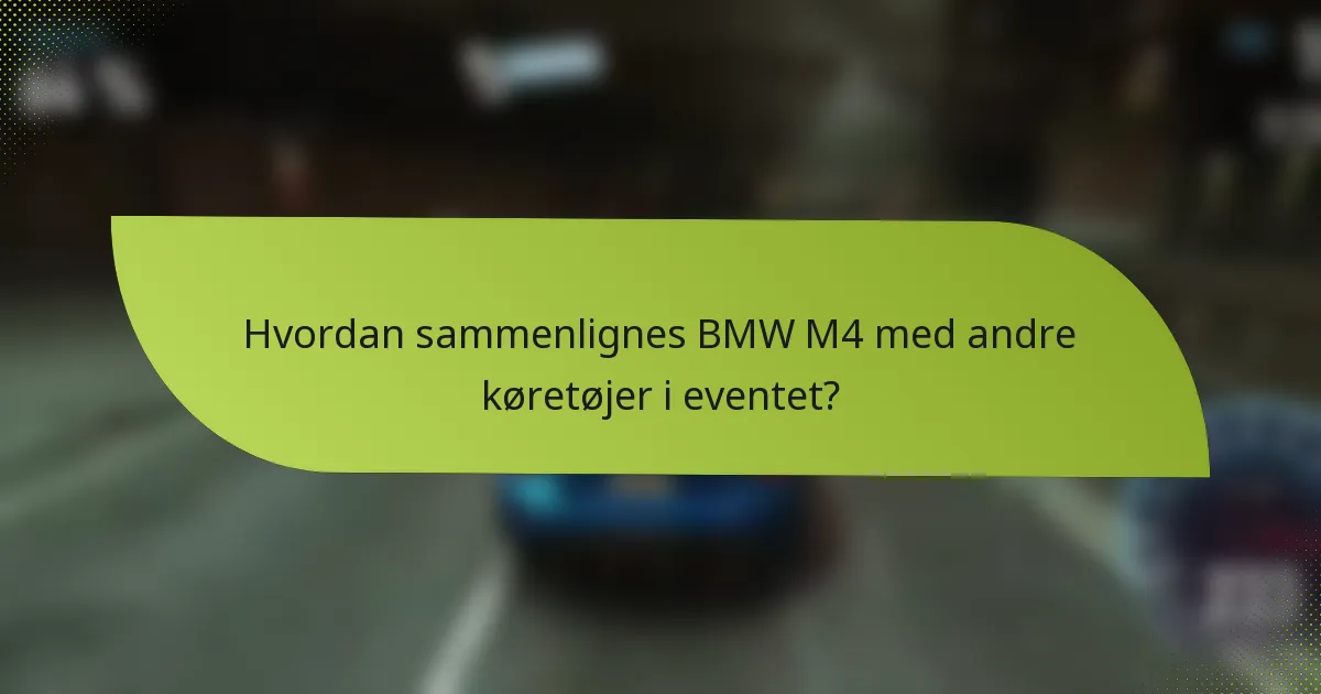 Hvordan sammenlignes BMW M4 med andre køretøjer i eventet?